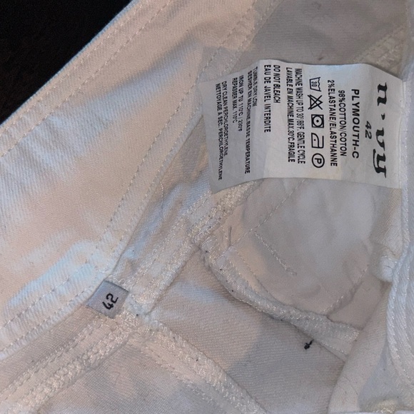 Nvy n’vy white wide leg pants trousers 42 denim jeans us sz 14 or 16 32W 32” - Picture 2 of 4